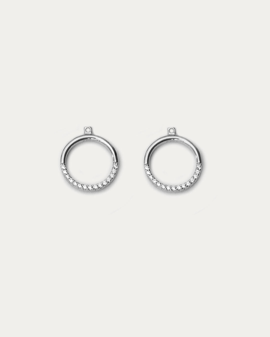 Pavé Circle Hoop Ear Jackets - Silver