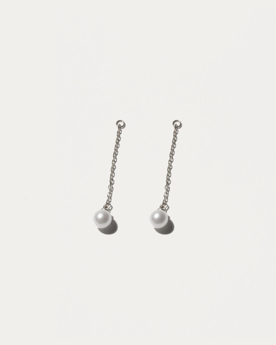 Pearl Chain Ear Jackets - Silver