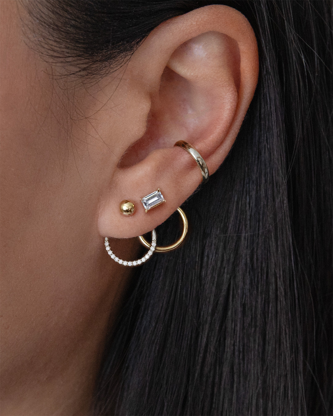 Pavé Circle Hoop Ear Jackets - Silver
