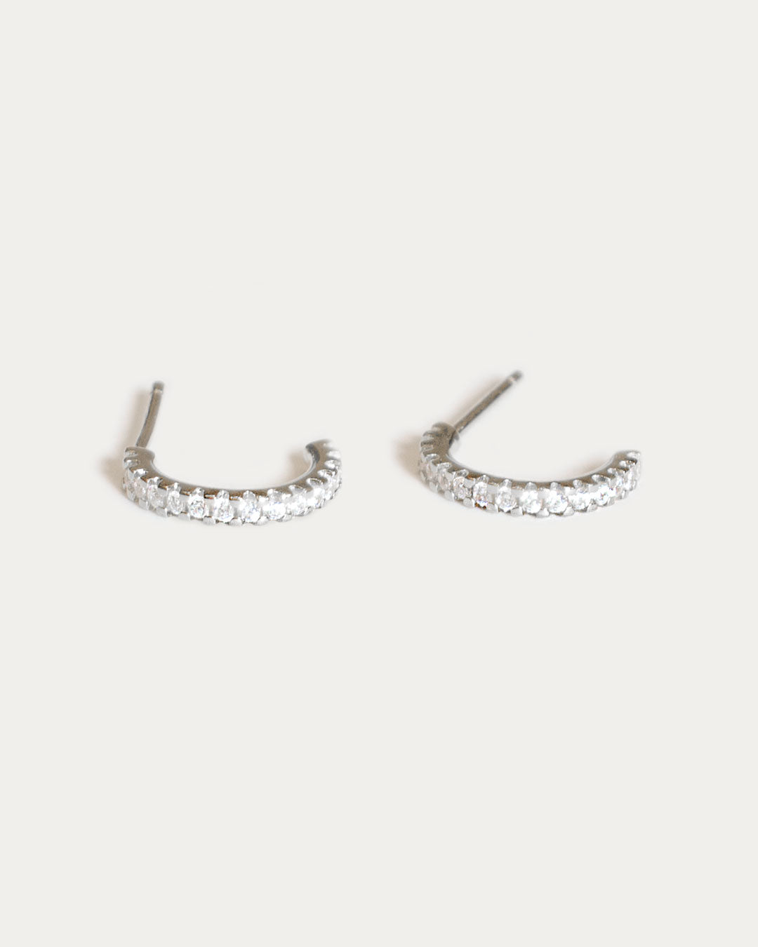 Pavé Huggie Studs - Silver