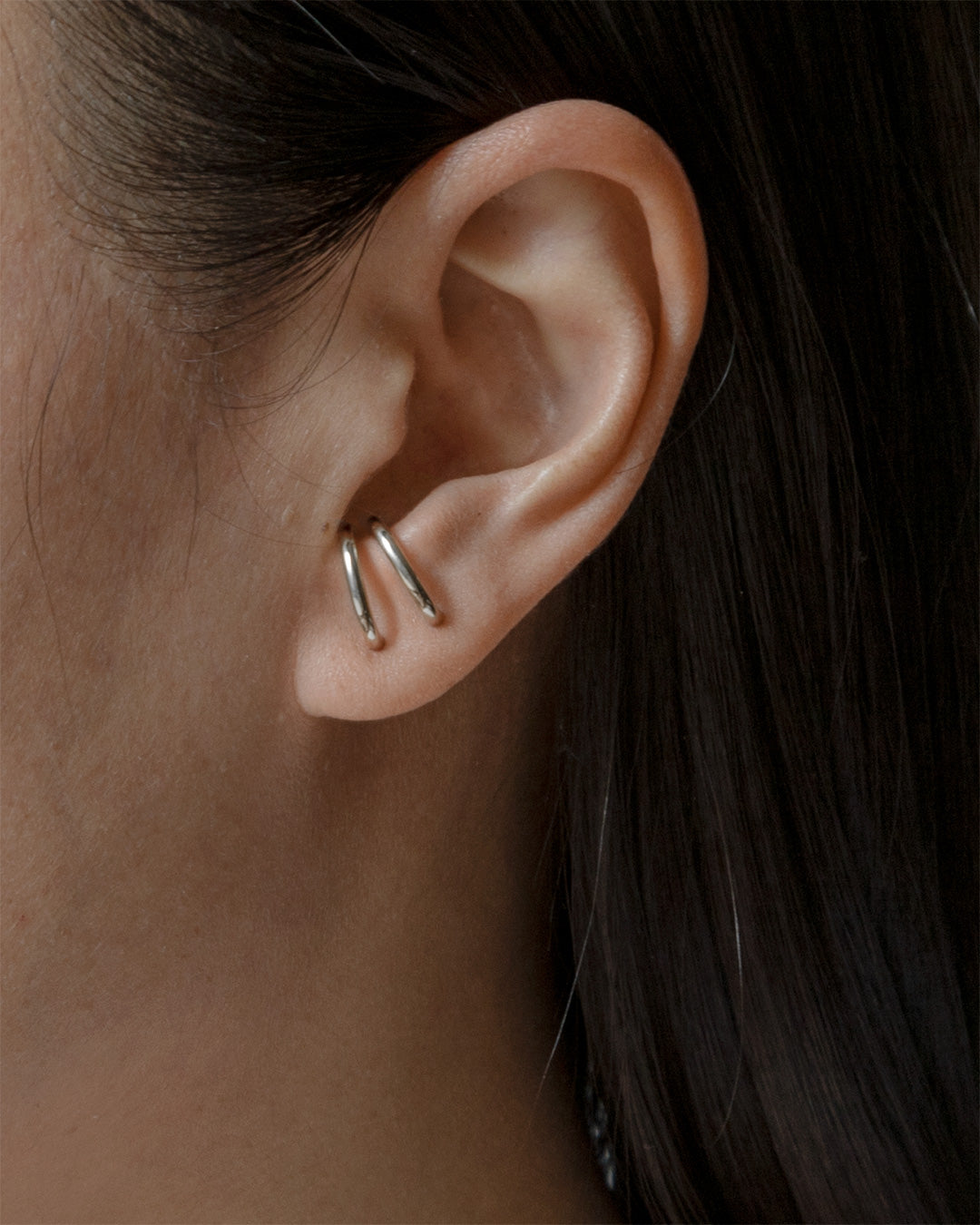 Trois Huggie Studs - Silver