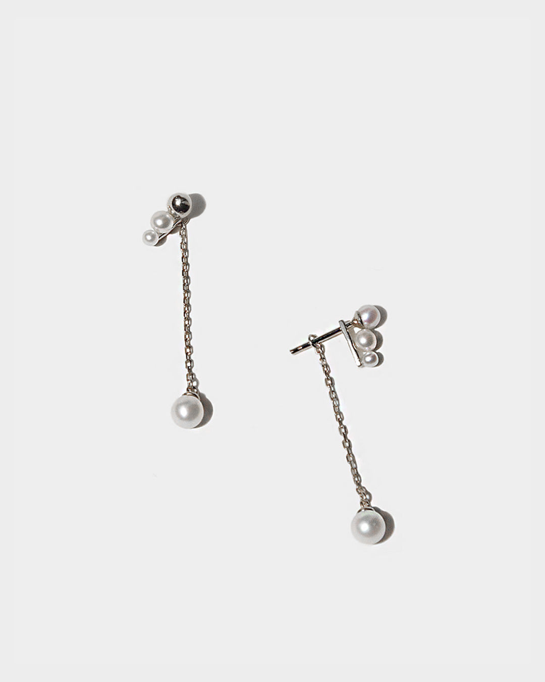 Pearl Chain Ear Jackets - Silver