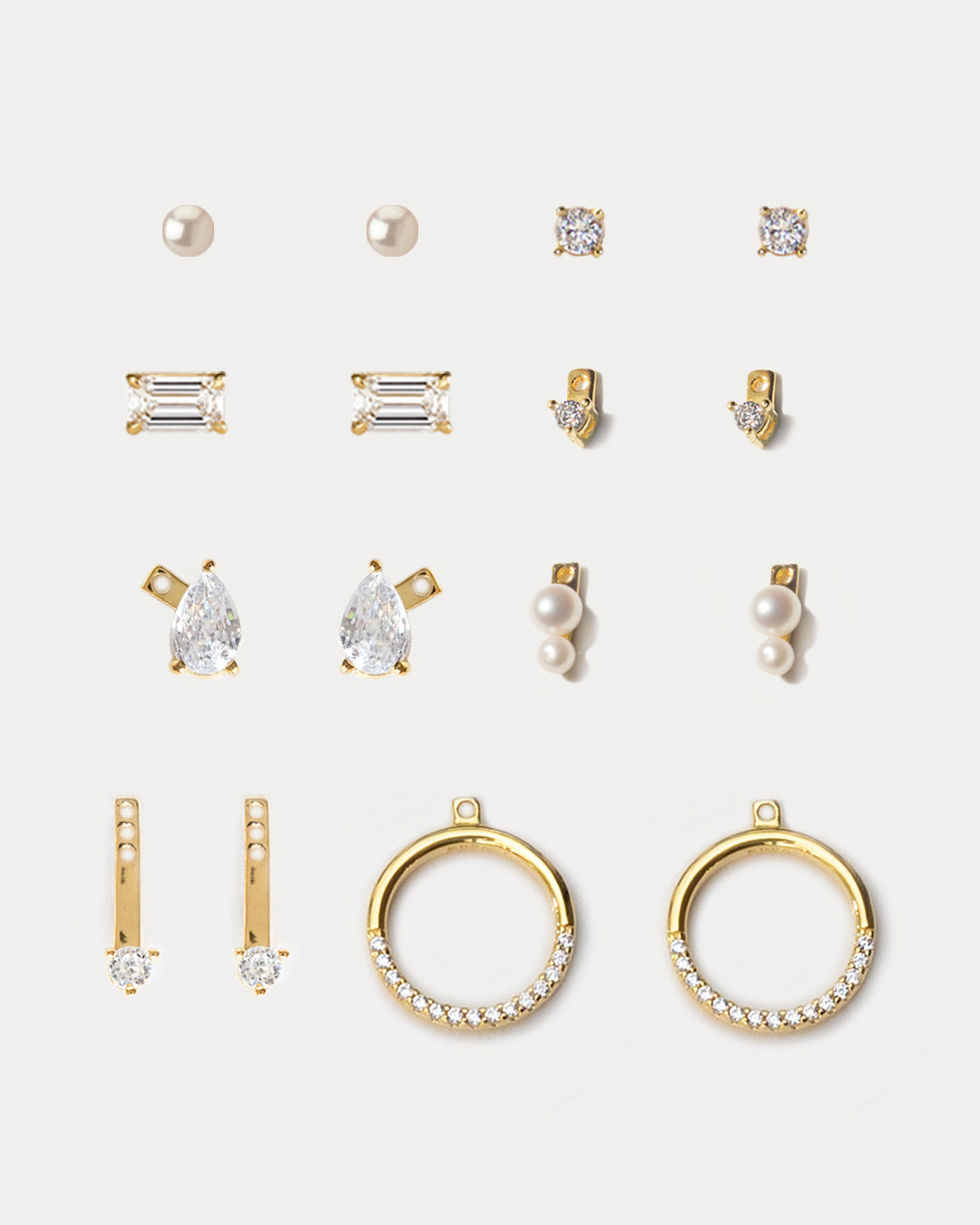 Gold Studs And Mini Huggie Hoop Trio Floral Earrings Set – Marchesa