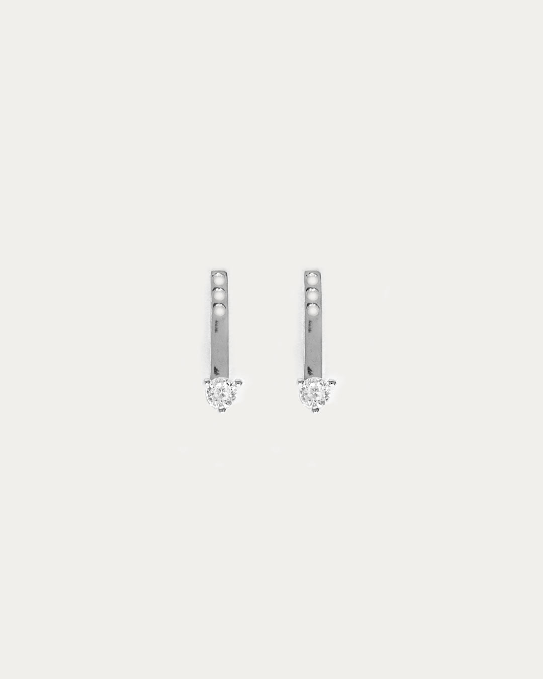 Floating Solitaire Ear Jackets - Silver