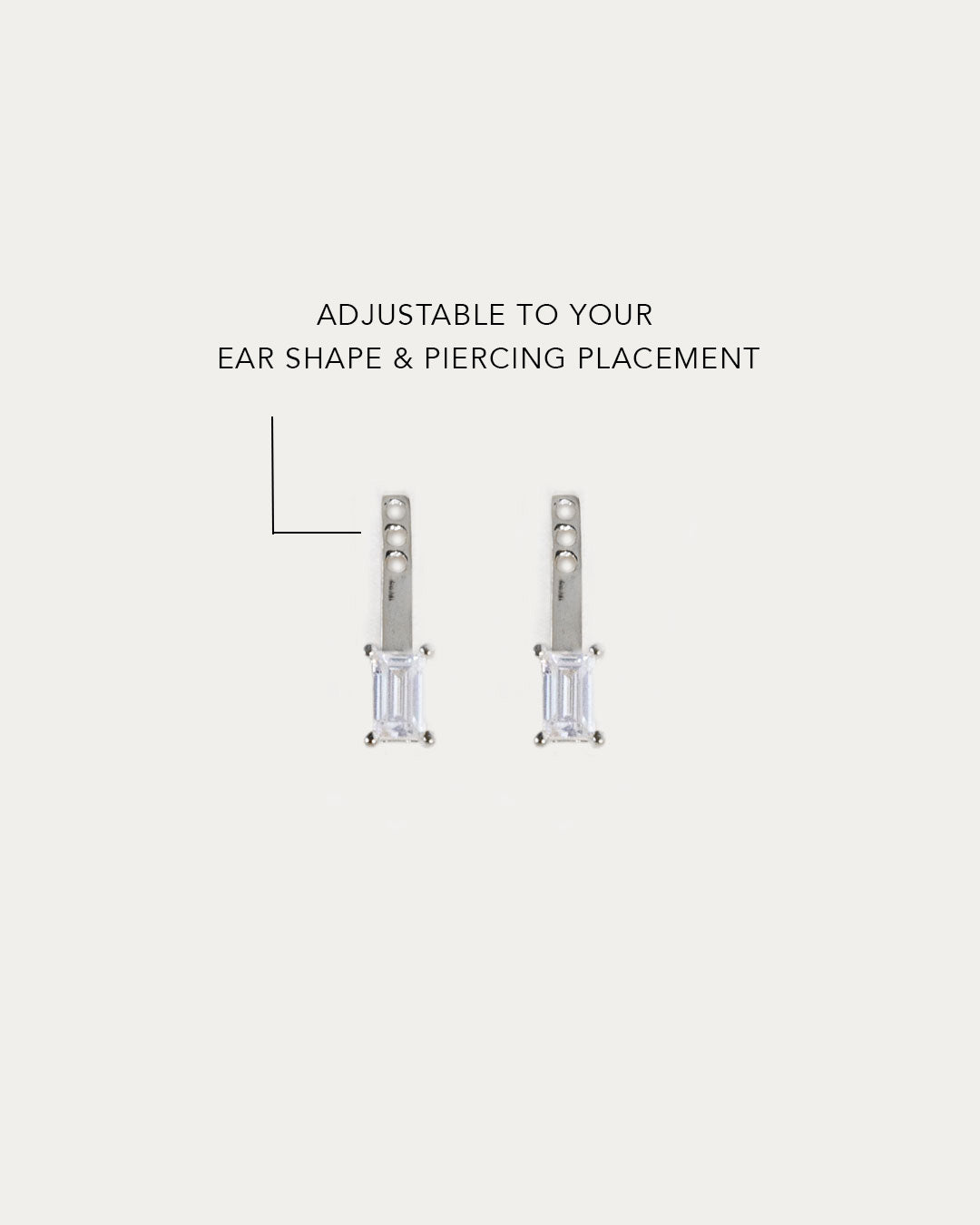 Floating Emerald Ear Jackets - Silver