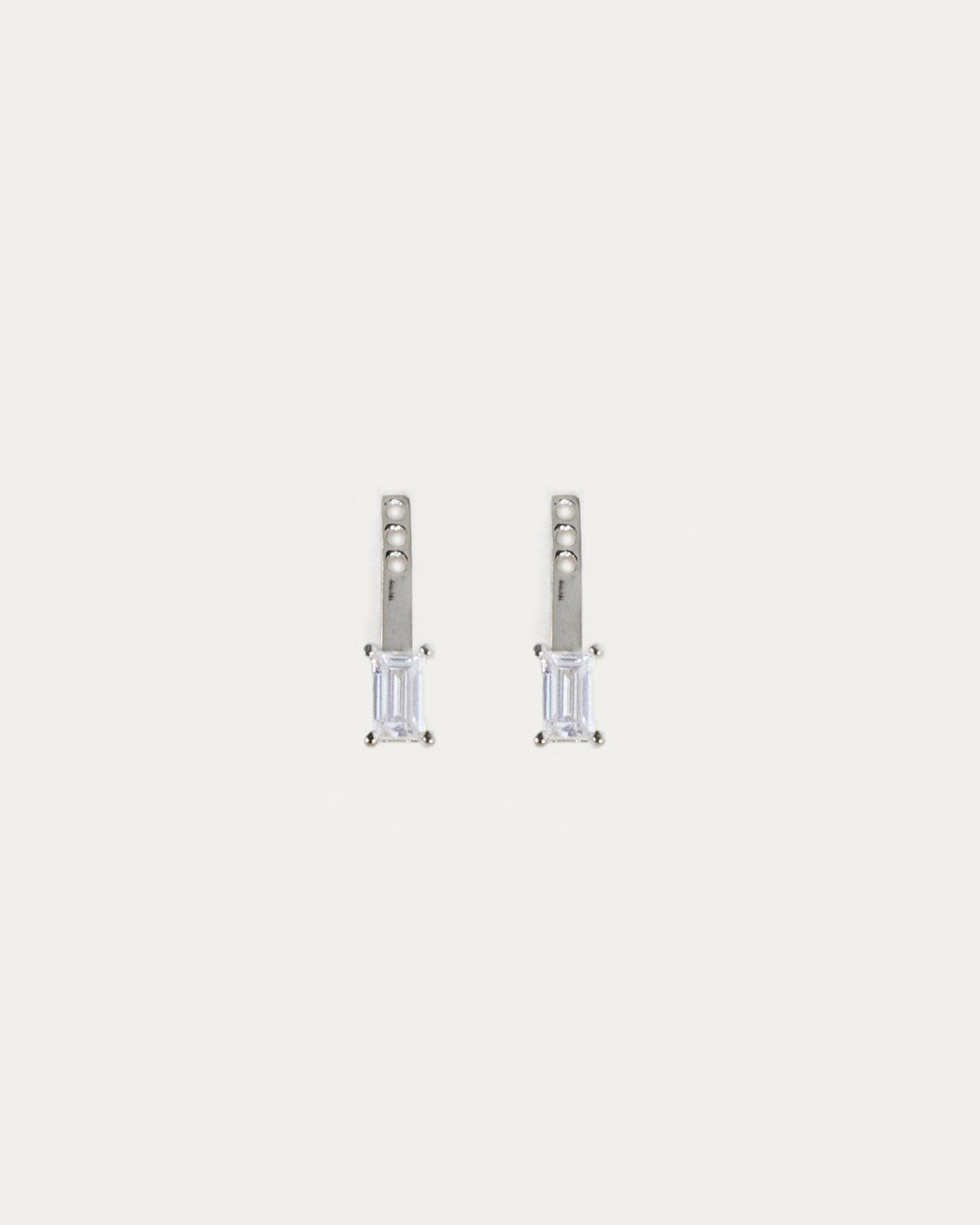 Floating Emerald Ear Jackets - Silver