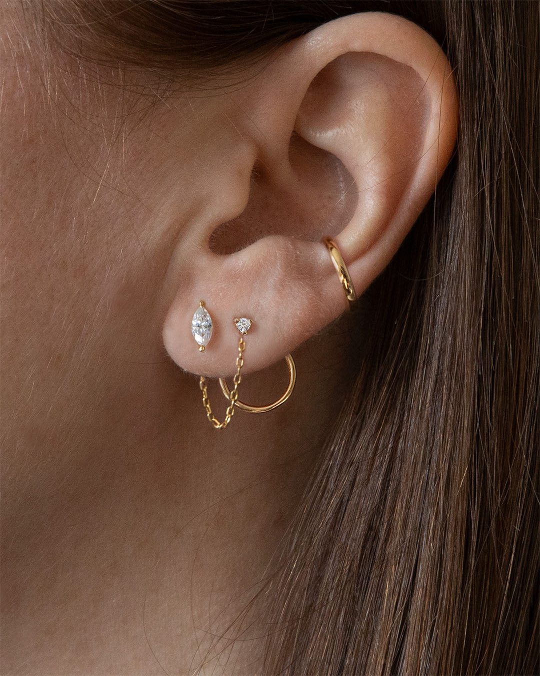 16g Flower leaf cartilage earring, CZ stud earrings, helix conch ear  piercing jewelry, mother of pearl, surgical steel, single earring, sold as  piece - Hi Unni