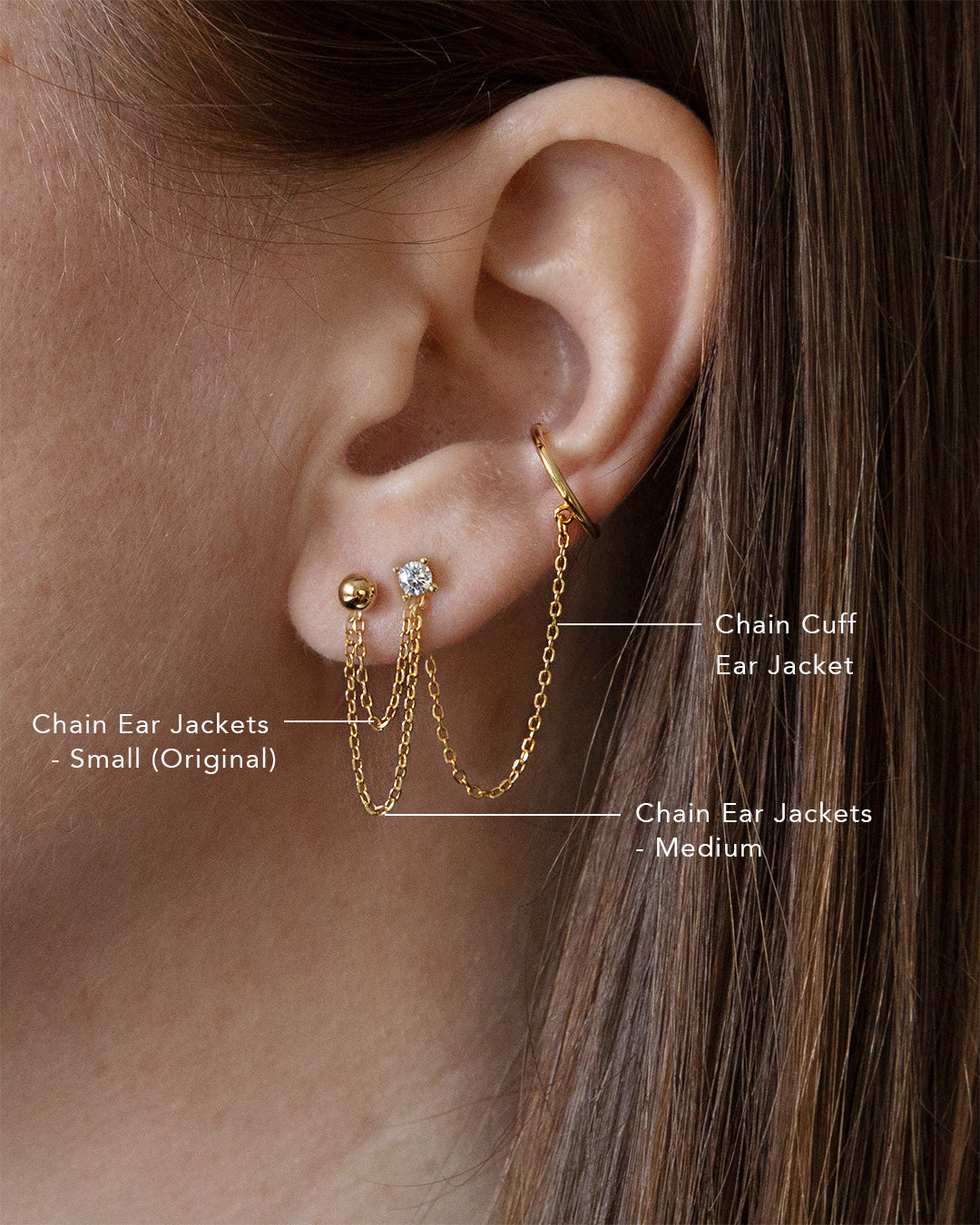 2 TCW Round Halo Lab Grown Diamond Stud With Ear Jacket Earrings at Rs  355108/pair | Diamond Stud Earring in Surat | ID: 26343992588