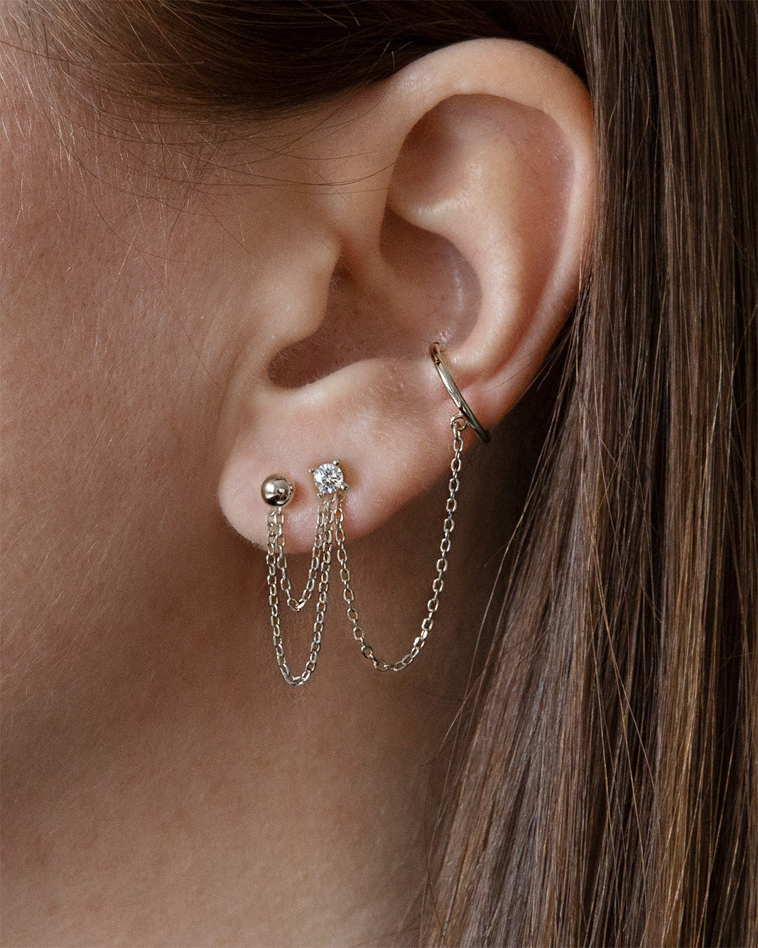 Chain Ear Jackets (Medium) - Silver