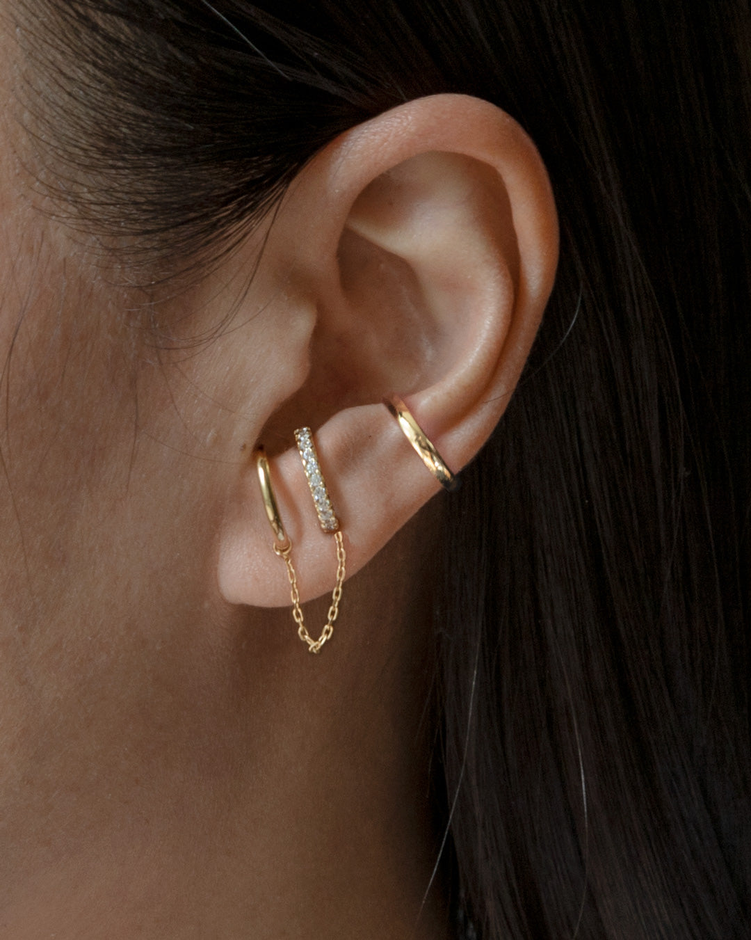 Ear Cuff with Hoops Attached for A Double Pierced Look