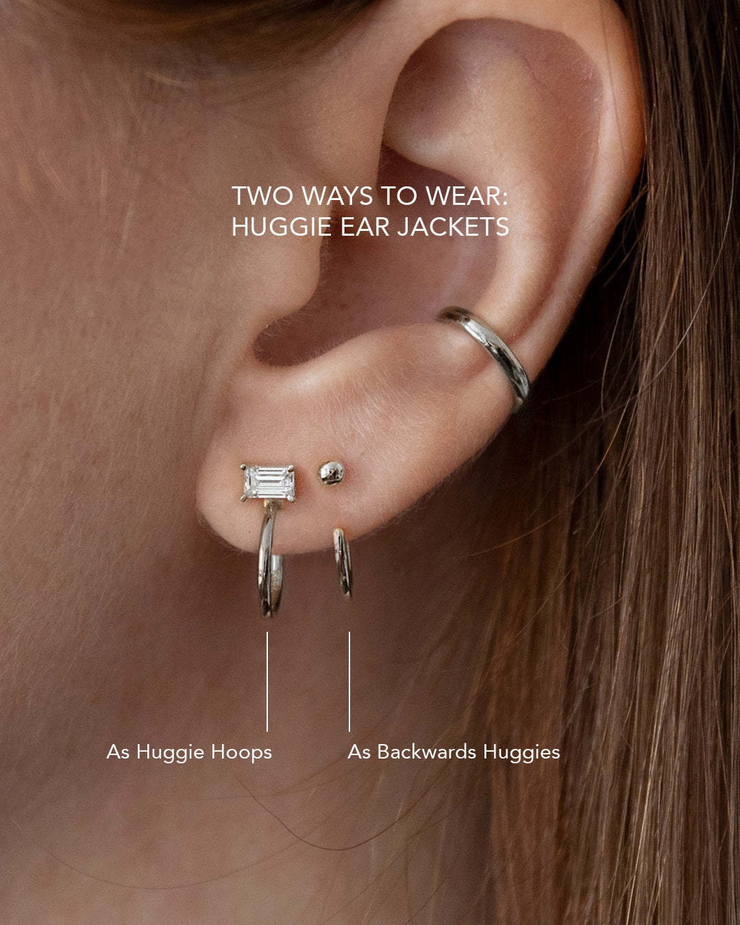 Huggie Ear Jackets - Silver