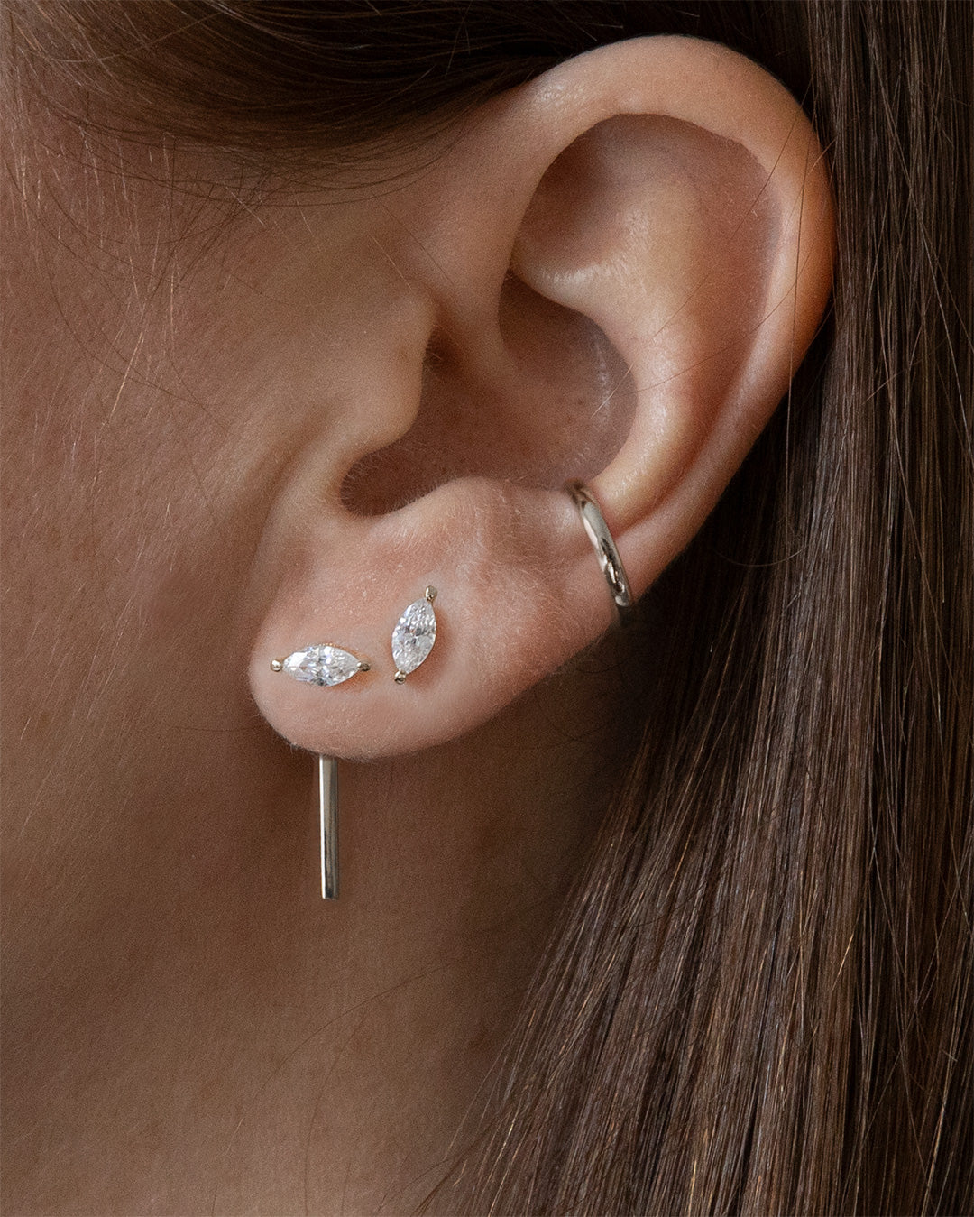 Marquise diamond stud earring Outlet