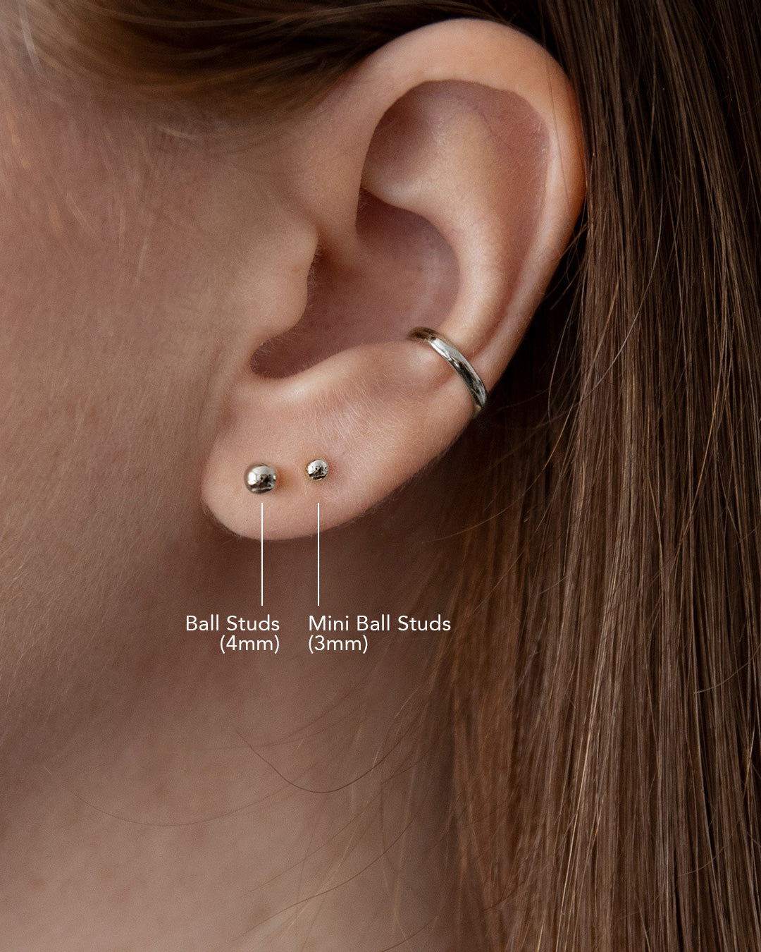 Mini Ball Stud Earrings - Silver